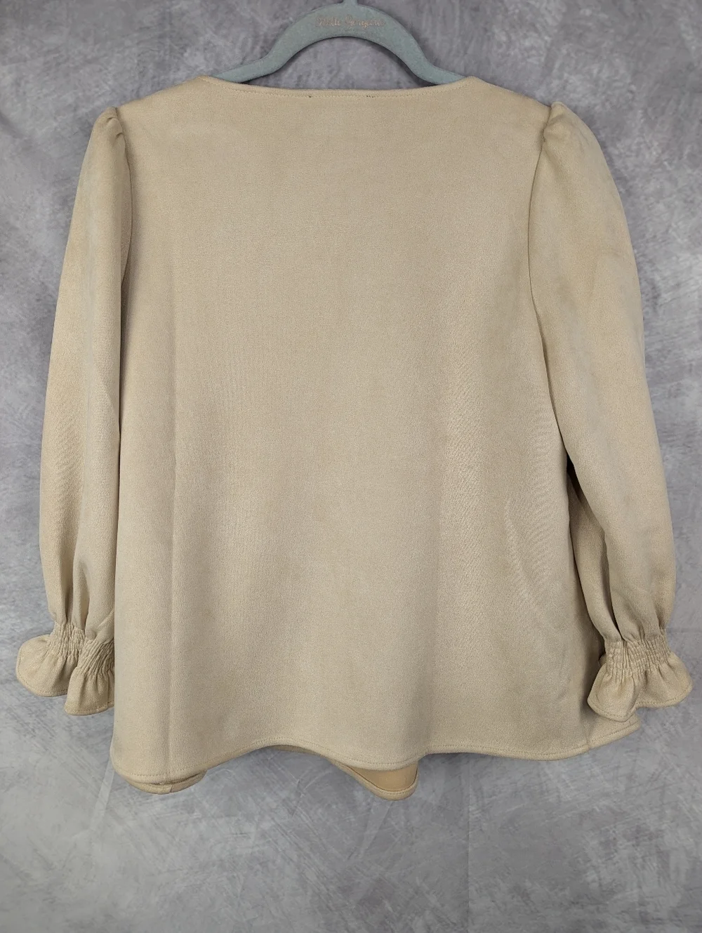 Tuckernuck Easton Faux Suede V-Neck Blouse Tan XS